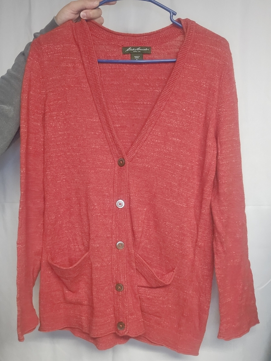 Eddie Bauer Sweaters - Eddie Bauer Coral Button-Front V-Neck Cardigan